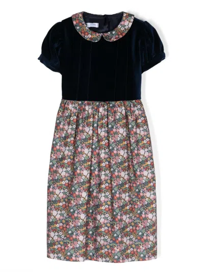 Siola Kids' Floral-print Dress In Blue