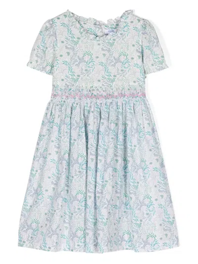 Siola Kids' Floral-print Flared Dress In Blue