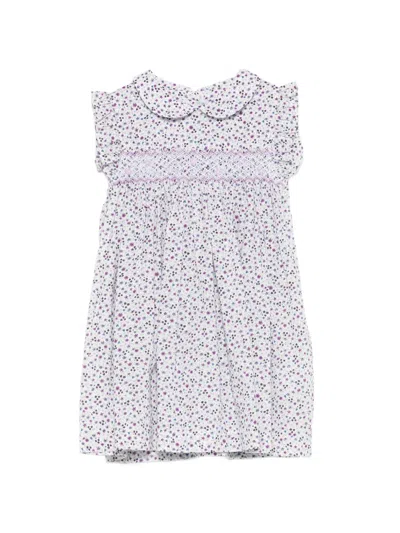 Siola Babies' Floral-print Peter Pan-collar Dress Set (set Of Two) In White