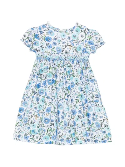 Siola Kids' Floral-print Smocked Dress In Blue