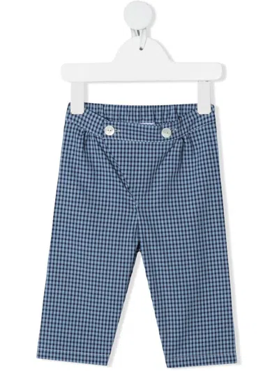 Siola Babies' Gingham-check Print Trousers In 蓝色