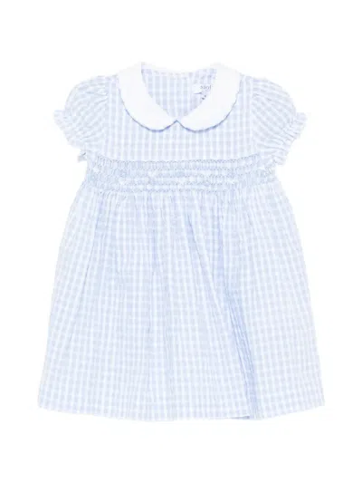 Siola Babies' Gingham-print Smocked Dress In Blue