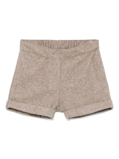 Siola Babies' Herringbone-pattern Shorts In Brown