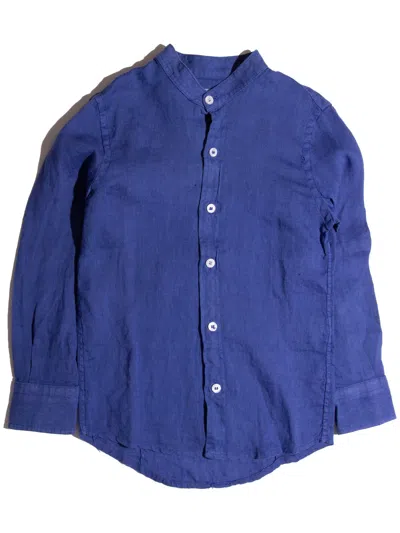 Siola Kids' Korean Shirt In Linen In Blu