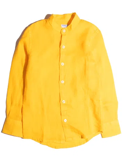 Siola Kids' Korean Shirt In Linen In Giallo