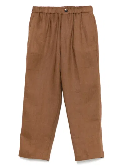Siola Kids' Linen Trousers In Brown