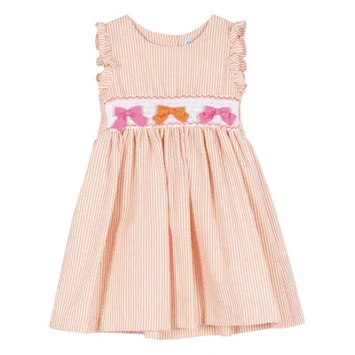 Siola Kids' Vestito Arancio E Bianco Smanicato