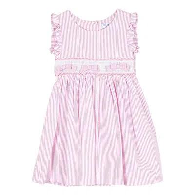 Siola Kids' Vestito Rosa E Bianco Smanicato