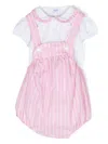 Siola Pinstriped Cotton Dungaree Set In White