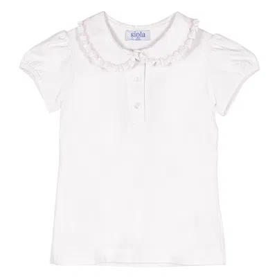 Siola Kids' Polo Con Colletto Ricamato In Bianco