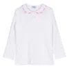 Siola Polo With Embroidered Collar In Bianco