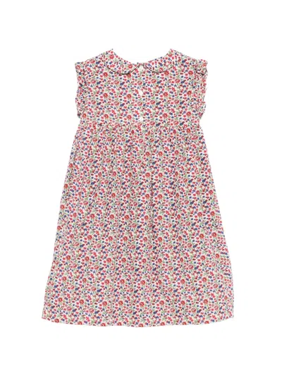 Siola Kids' Ruffled Floral-pattern Dress In White