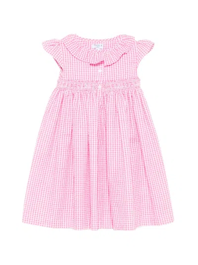 Siola Kids' Ruffled Gingham-pattern Dress In Pink