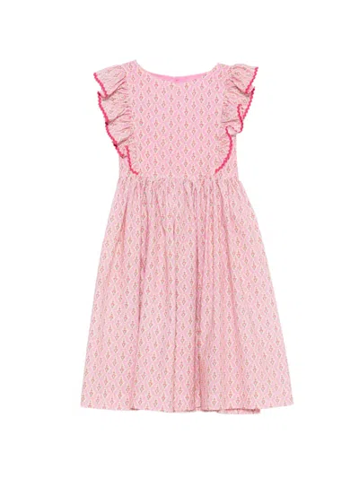 Siola Kids' Ruffled Patterned Dress In Pink