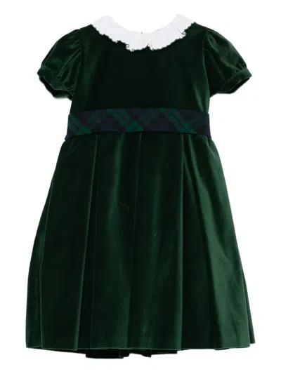 Siola Kids' Ruffled Tartan Dress In Green