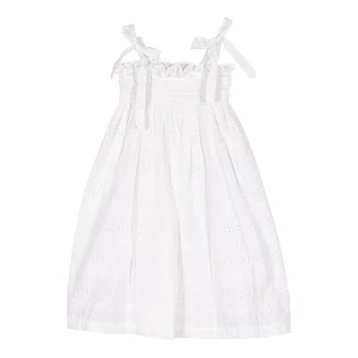 Siola Kids' Vestito Sangallo In Bianco