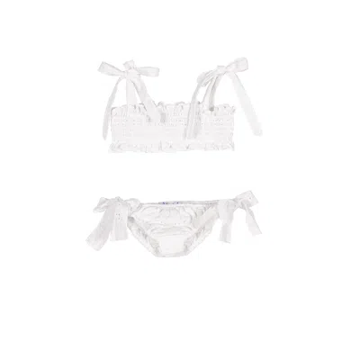 Siola Kids' Bikini In Pizzo Sangallo In Bianco