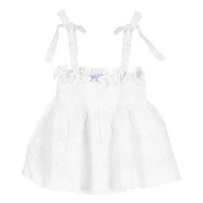 Siola Kids' Sangallo Top In Bianco