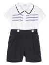 Siola Shirred Cotton Shorts Set In Blue