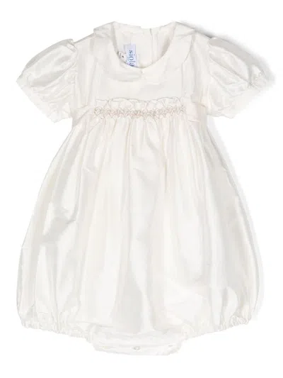 Siola Babies' Silk Pleated Body In 白色