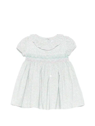 Siola Babies' Smocked Floral-print Dress Set In Green