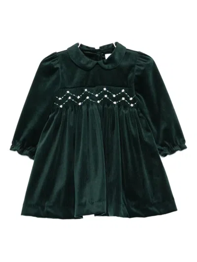 Siola Babies' Smocking-detail Dress In Green