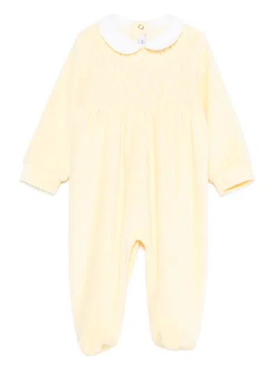 Siola Snap-button Smocked Babygrow In Yellow