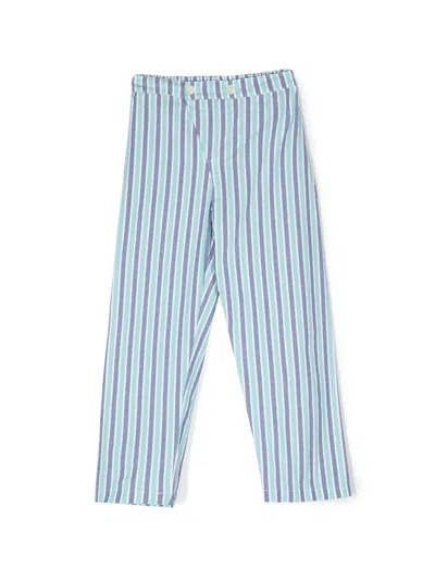 Siola Kids' Straight-leg Striped Trousers In Blue