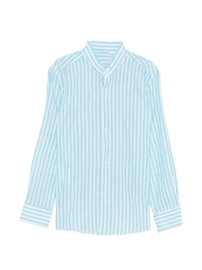 Siola Striped Band-collar Shirt In Blue