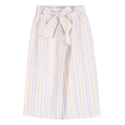 Siola Kids' Pantaloni In Lino A Righe In Multicolor