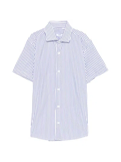 Siola Kids' Striped Short-sleeve Shirt In Blue
