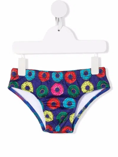 Siola Kids' Costume Slip Con Stampa Ciambelle In Blu