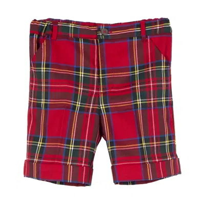 Siola Kids' Tartan Bermuda In Rosso