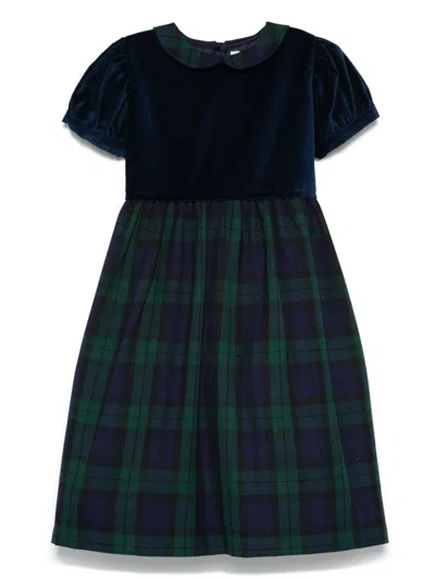 Siola Kids' Tartan-check Dress In Green