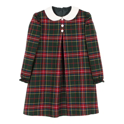 Siola Kids' Tartan Flared Dress In Verde