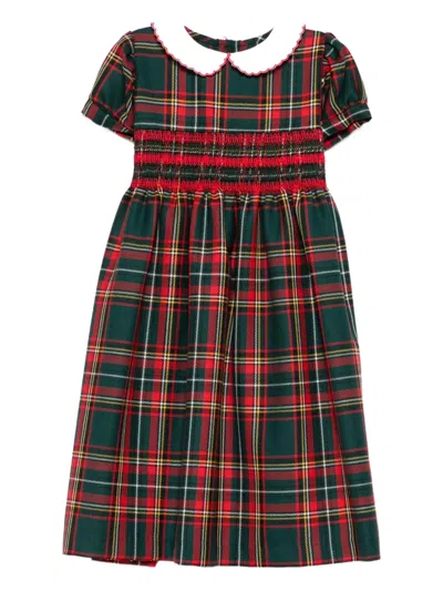 Siola Kids' Tartan-pattern Smocked Dress In Green