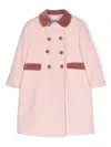 Siola Velvet-trim Wool Coat In Pink