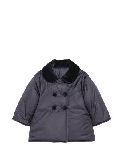 Siola Babies' Velvet-collar Double-breasted Coat In Blue