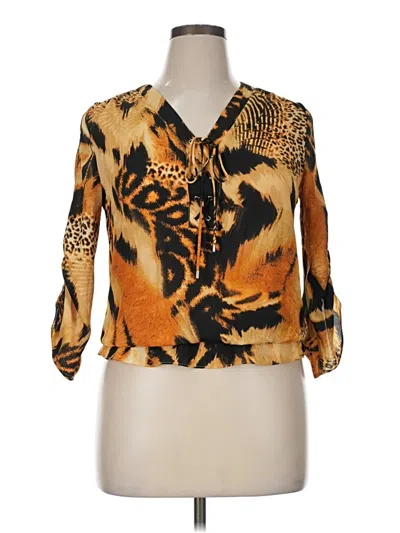 Pre-owned Sioni 3/4 Sleeve Blouse In Orange