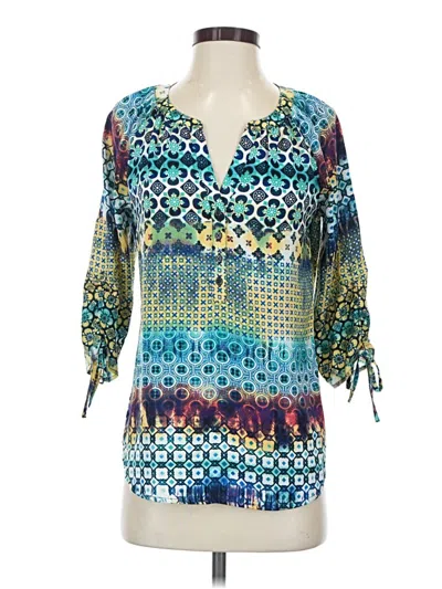 Pre-owned Sioni 3/4 Sleeve Blouse In Teal