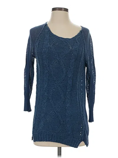 Pre-owned Sioni 3/4 Sleeve Top Blue Scoop Neck Tops