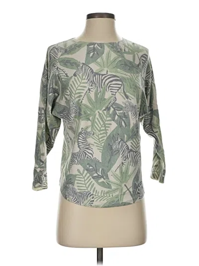 Pre-owned Sioni 3/4 Sleeve Top Green Boatneck Tops