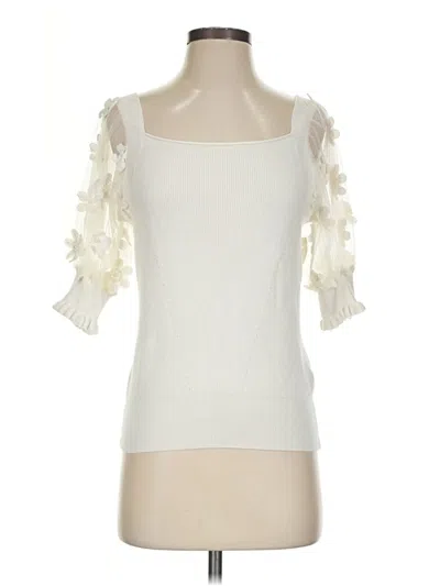 Pre-owned Sioni 3/4 Sleeve Top Ivory Square Neckline Tops