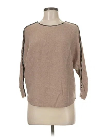 Pre-owned Sioni 3/4 Sleeve Top Tan Boatneck Tops