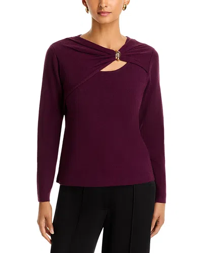 Sioni Buckle Keyhole Sweater In Purple