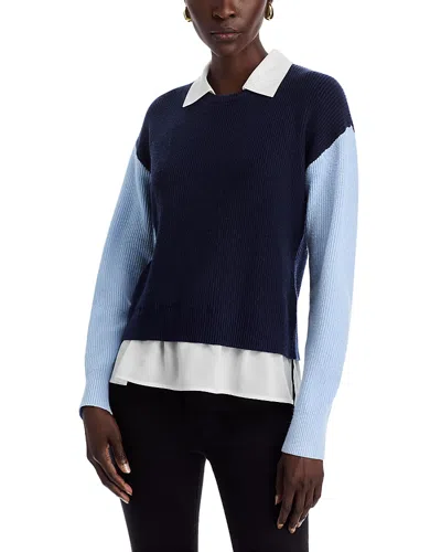 Sioni Color Blocked Layered Sweater In Blue Combo