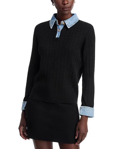 Sioni Denim Collared Sweater In Black