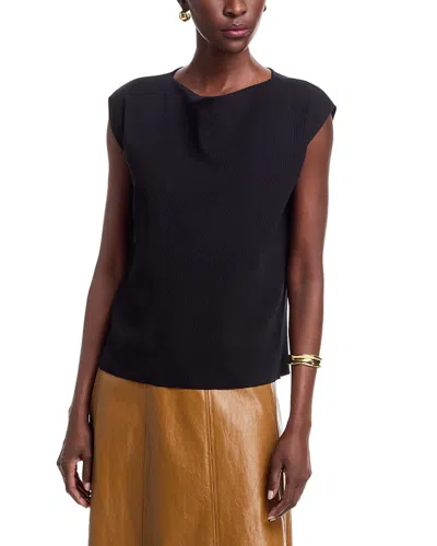 Sioni Drape Neck Cap Sleeve Sweater In Black