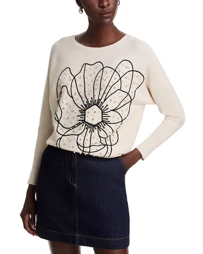 Sioni Embellished Dolman Sleeve Sweater In Winter White