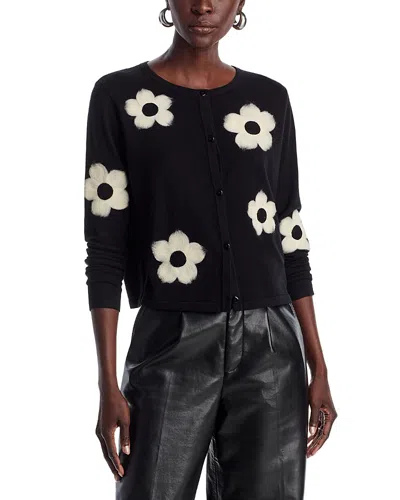 Sioni Embroidered Cardigan In Black/ Eggshell